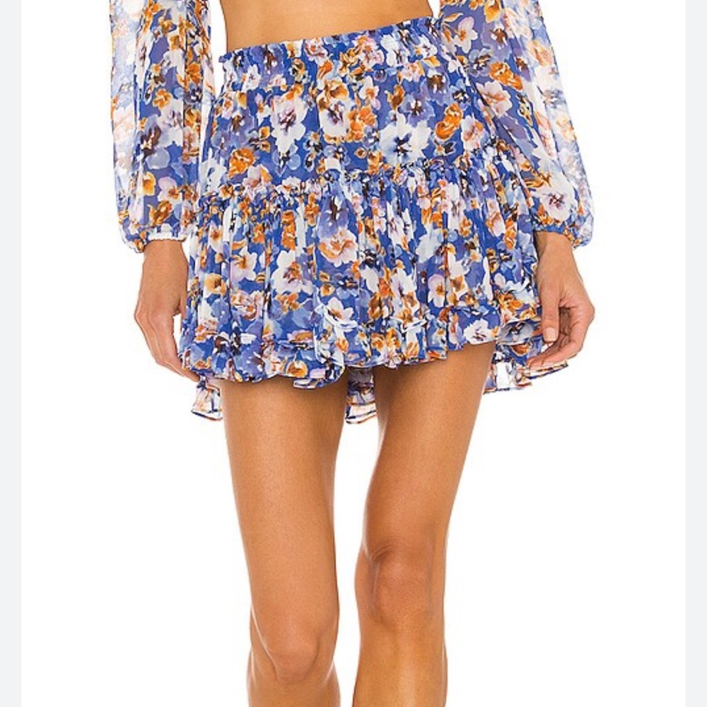 MISA LA Marion Skirt in Blue Poppy